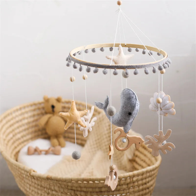 Hochets pour nouveau-né de 0 à 12 mois, jouets en feutre doux, cloche de lit de baleine, berceau Mobile suspendu, carrousel Musical, jouet pour garçons et filles, cadeau