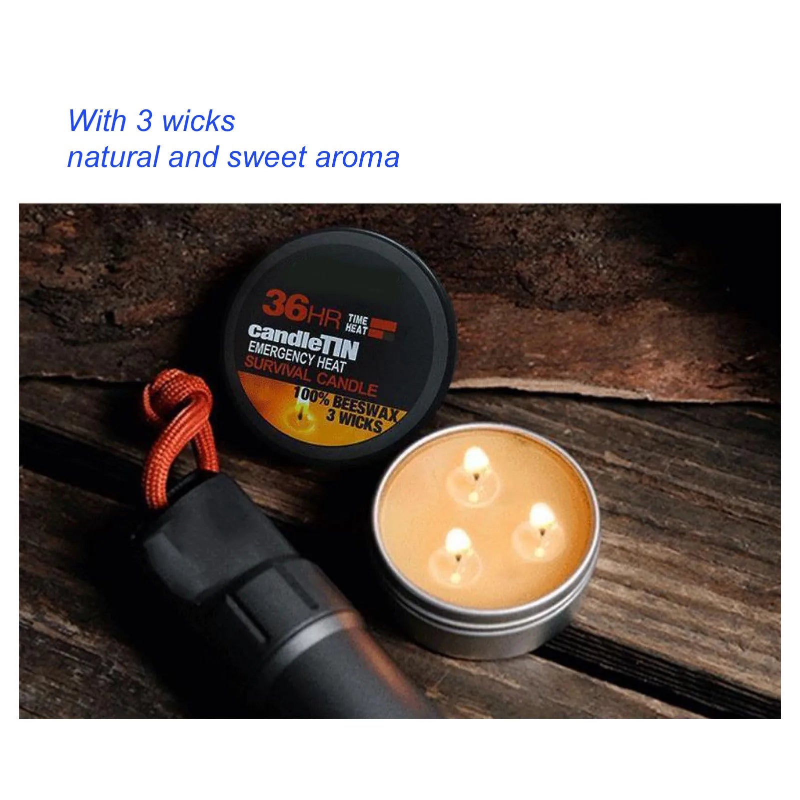Bougie de survie largement utilisée, ambiance romantique, naturelle, combustion de 36 heures, bougies longue durée, 3 mèches pour la maison, le Camping en plein air
