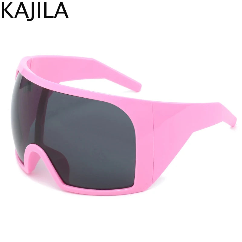 Lunettes de soleil surdimensionnées Punk Shield pour femmes et hommes, grande monture, marque de luxe, masque Steampunk, lunettes de sport pour dames, UV400, 2025