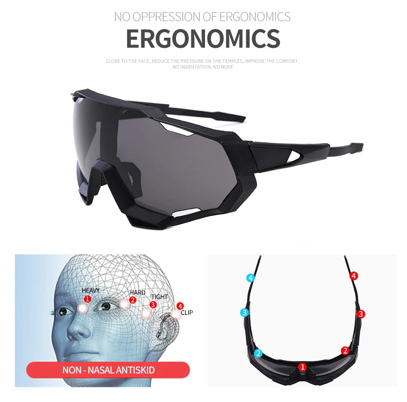 Lunettes de soleil de cyclisme en plein air pour hommes et femmes, lunettes de protection UV400, lunettes de sport coupe-vent, équitation, pêche, course, randonnée