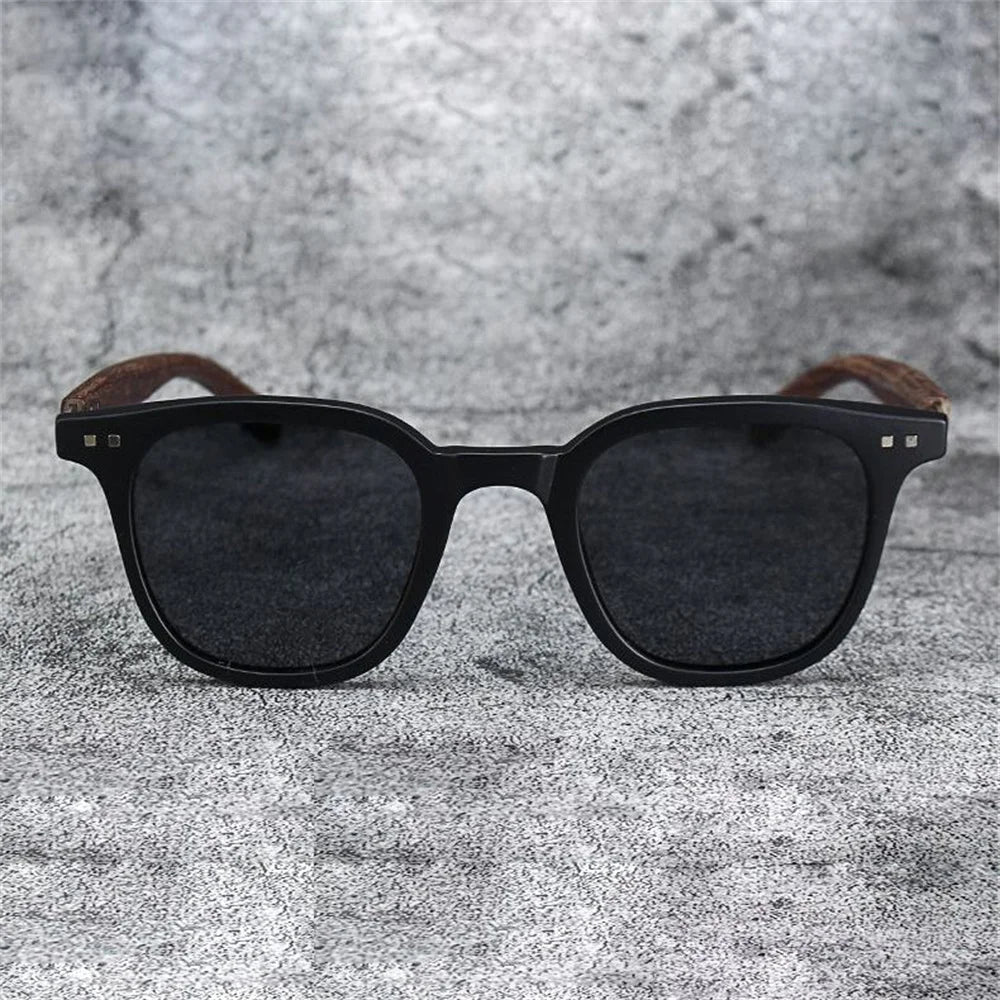 Lunettes de soleil classiques avec branches à motif de grain de bois, petit cadre carré pour hommes, lunettes de soleil de haute qualité pour femmes, lunettes de pêche avec protection UV400.