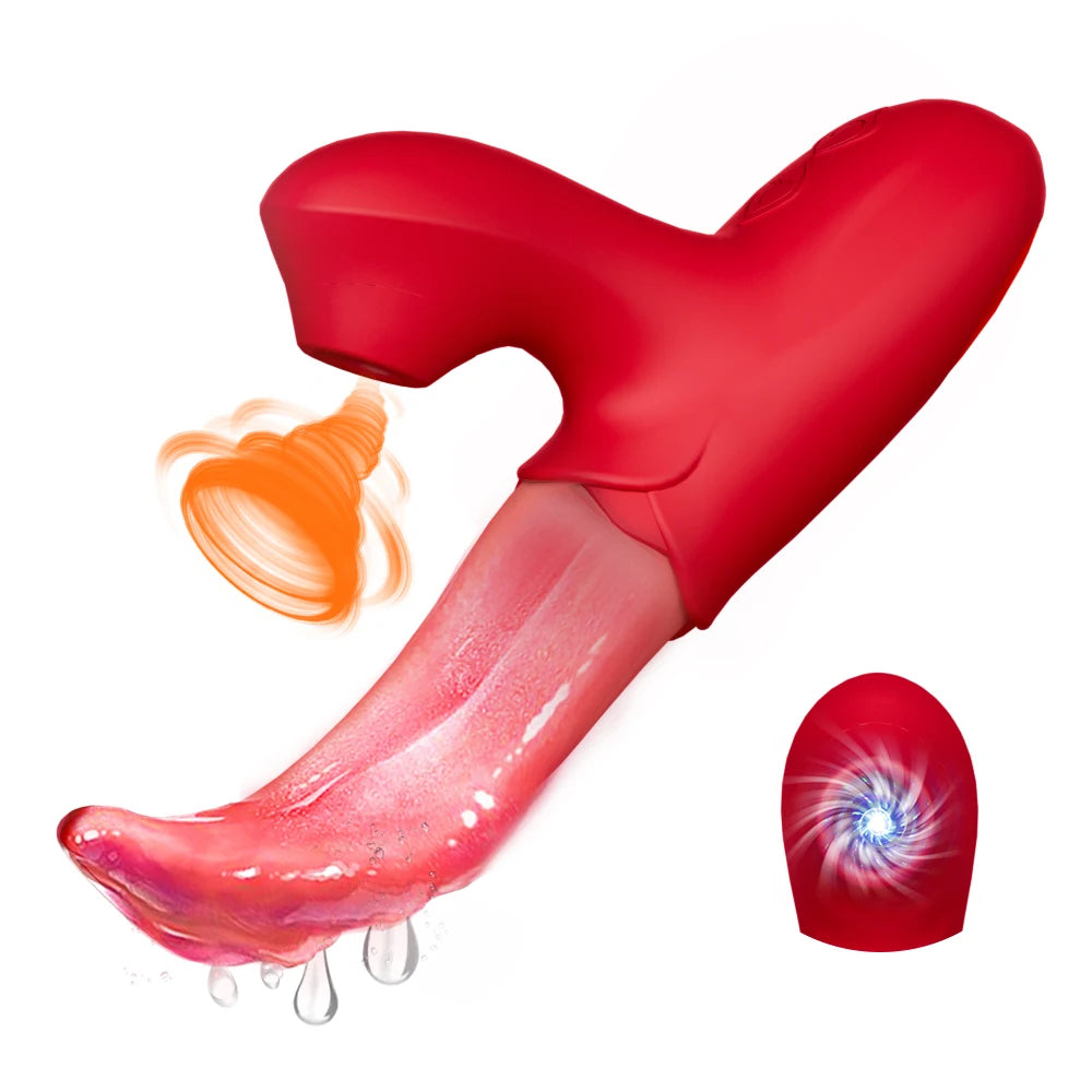 Vibromasseur Rose à succion avec léchage de langue pour femmes, Stimulation clitoridienne, stimulateur de mamelons, produits pour adultes, jouets sexuels