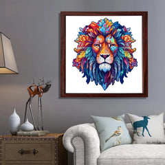 Visage de lion - Puzzle en bois - Forme irrégulière - Fait main - Cadeau parfait pour les enfants, les adultes et les amateurs de puzzle