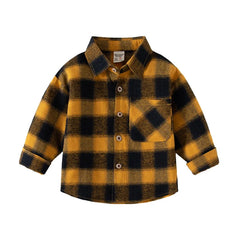 Chemises à manches longues en coton pour enfants, chemisier à carreaux, haut décontracté, vêtements pour bébé, col, garçons, 2-7 ans, nouveau, 2025