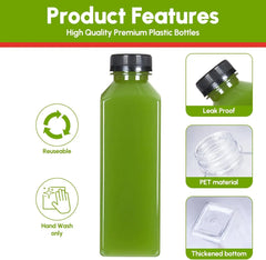 2 ou 6 jus en plastique réutilisables HI avec couvercle, 5 Oz, 8 Oz, 12 Oz, 16 oz, idéal pour la Smunvétérans wn ie, le lait, etc. -Facile à nettoyer et à compléter-Leak-Verde pour Bpa
