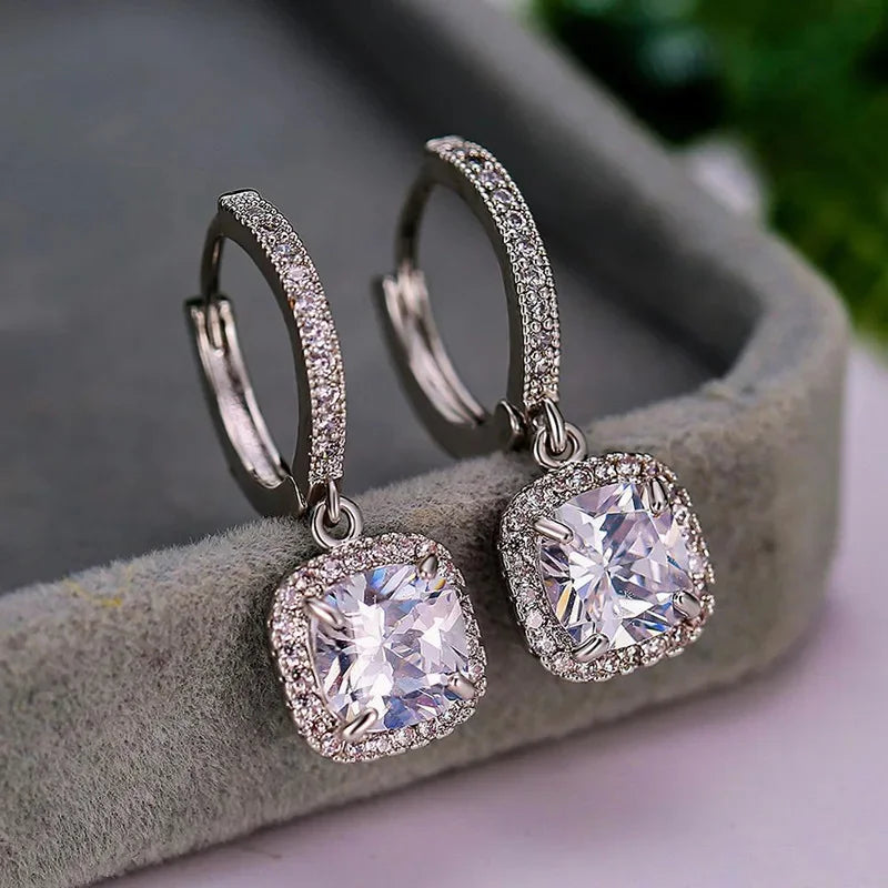 Boucles d'oreilles en argent 925 avec pierres précieuses et diamants pour femmes, bijoux en cristal, goutte d'oreille, cadeau d'anniversaire