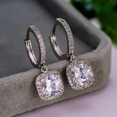 Boucles d'oreilles en argent 925 avec pierres précieuses et diamants pour femmes, bijoux en cristal, goutte d'oreille, cadeau d'anniversaire