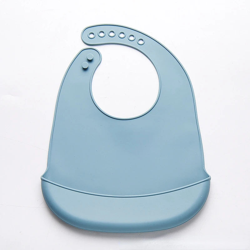 Bavoirs imperméables en Silicone pour bébés, couleur unie, réglage à 6 vitesses, poche de salive, tissus à roter pour enfants, accessoires pour nouveau-nés