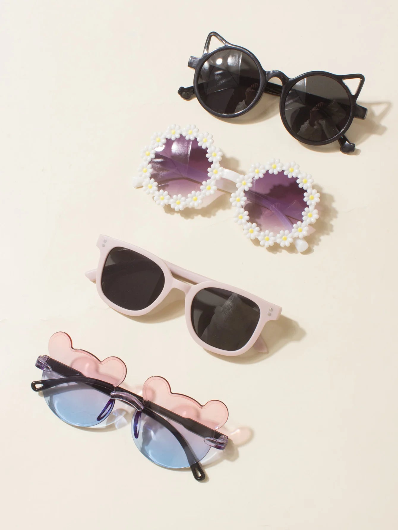 Lunettes de soleil pour bébé, 4 pièces, lunettes de soleil pour bébé garçon et fille, Cool, mignon, cadeau de lunettes de soleil pour bébé, accessoires de printemps, accessoires d'été