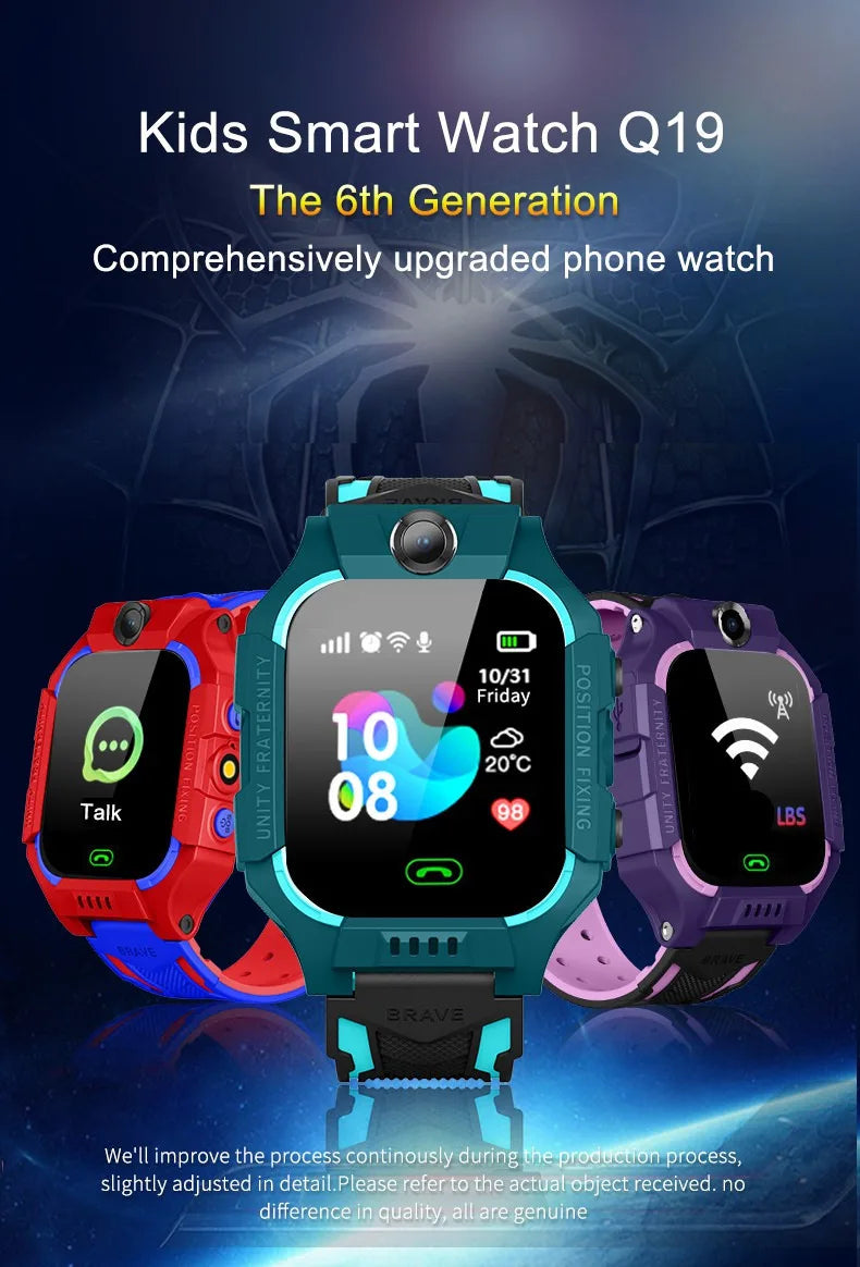 Q19B enfants montre intelligente SOS appel téléphonique localisation Tracker Anti-perte caméra écran tactile étanche étudiant montre-bracelet