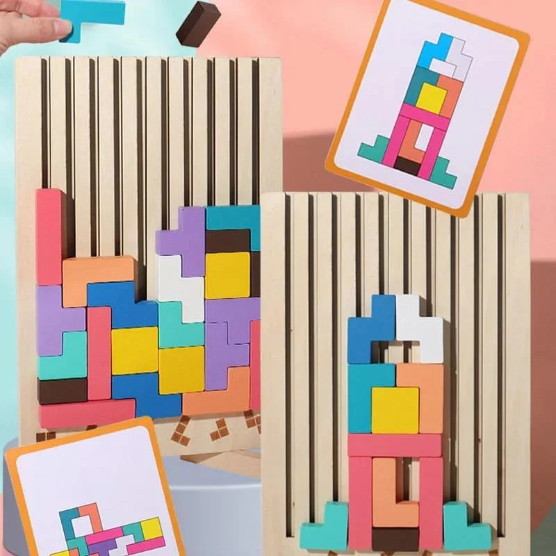 Puzzle en bois, jeu d'empilage pour activité de rassemblement familial, casse-tête STEM pour enfants et adultes, éducatif sensoriel Montessori