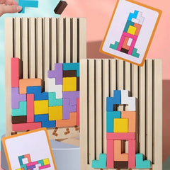 Puzzle en bois, jeu d'empilage pour activité de rassemblement familial, casse-tête STEM pour enfants et adultes, éducatif sensoriel Montessori