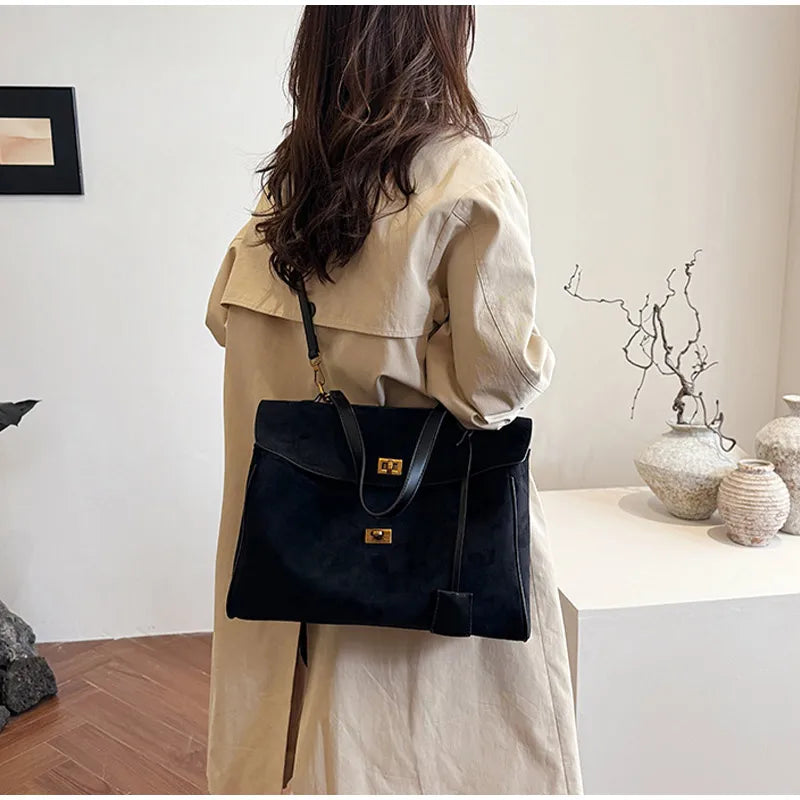 Sac à main de luxe pour femmes, café violet, marque avancée, Simple, fourre-tout en daim givré, sac à bandoulière de voyage pour banlieue