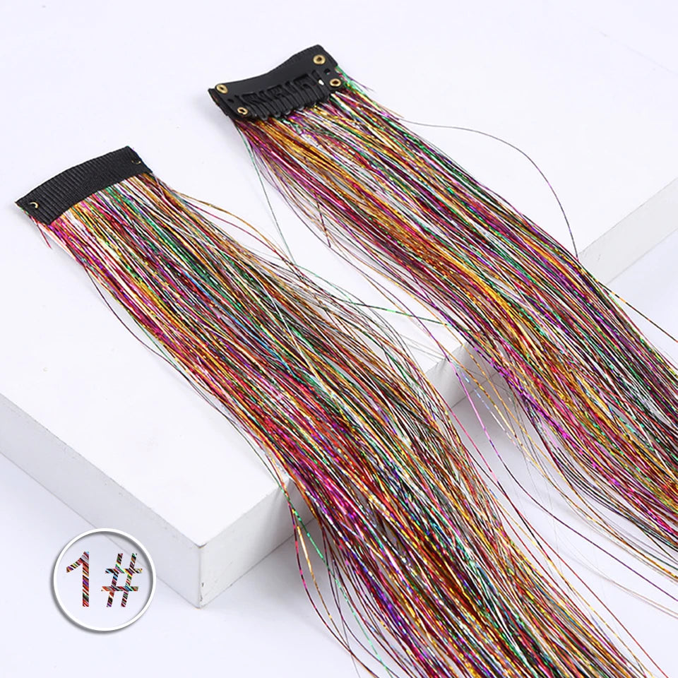 Colorful curly synthetic hair extensions for girls, long clip-in hairpiece, multicolored party strands, wig piece, for women and children