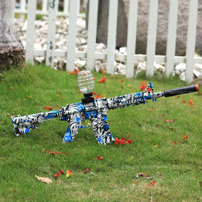 Boule de Gel électrique Blaster, pistolet à jouets, finition métallique à grande vitesse, jeux de plein air, activités de jouets, jeu d'équipe pour plus de 14 (Bullets exposés)