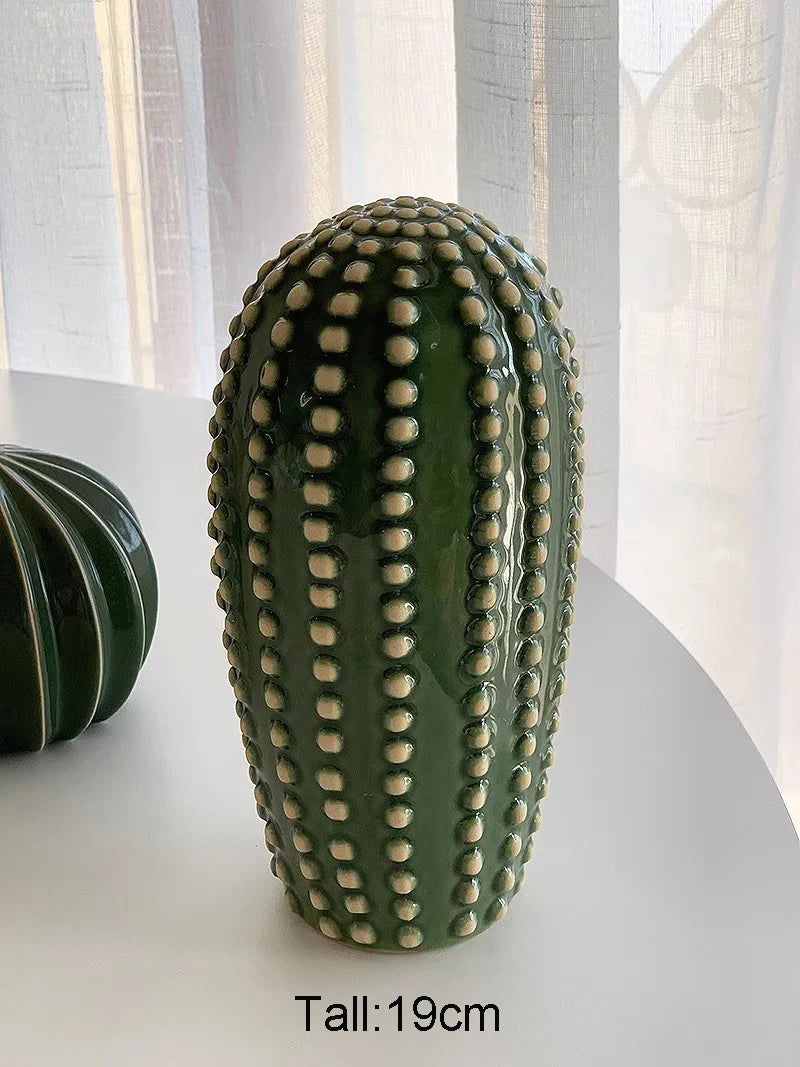 Home decor present 2024, Creative ceramic cactus, aesthetic decor, tropical desert, echinopsis room, green hotel ornament