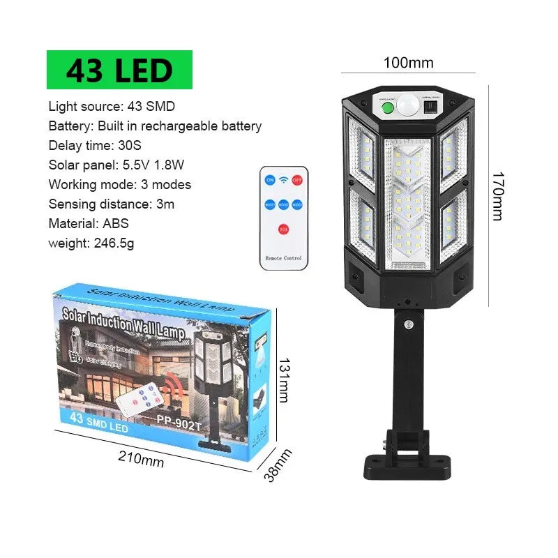 The latest solar LED light, 9900LM, outdoor solar motion sensor lamp, 4 modes, IP65 waterproof, solar garden light, street/courtyard lantern
