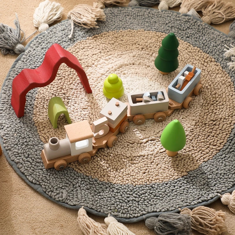 Jouets Montessori Train en bois jouet d'anniversaire bébé jouets éducatifs chariot en bois bébé jouets d'apprentissage nombre de bois bébé jouets cadeaux