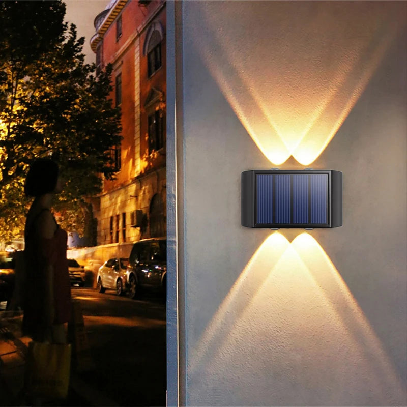 Applique Murale Solaire d'Extérieur, Lumière Chaude, Étanche, Haut et Bas, Éclairage de délégations, Cour, Décoration de Jardin, 4LED, 6LED, 8LED