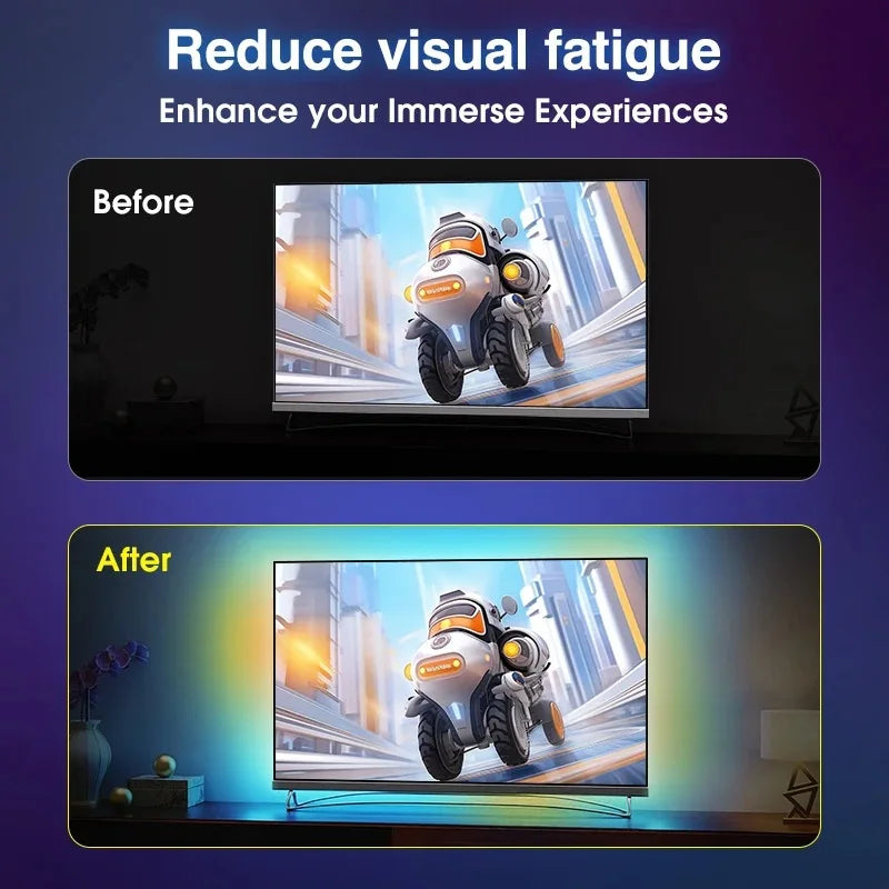 Rétroéclairage TV LED HDMI Sync avec éclairage d'ambiance dynamique |   Fonctionne avec TV Box/PS5 |   Plug & Play, Mode de jeu