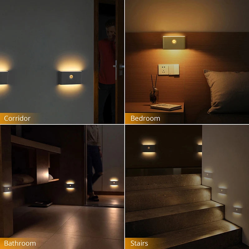 Veilleuses LED à détecteur de mouvement intelligent, Protection des yeux, lampe de chevet, éclairage d'armoire pour chambre à coucher, salle de bain, couloir, Camping