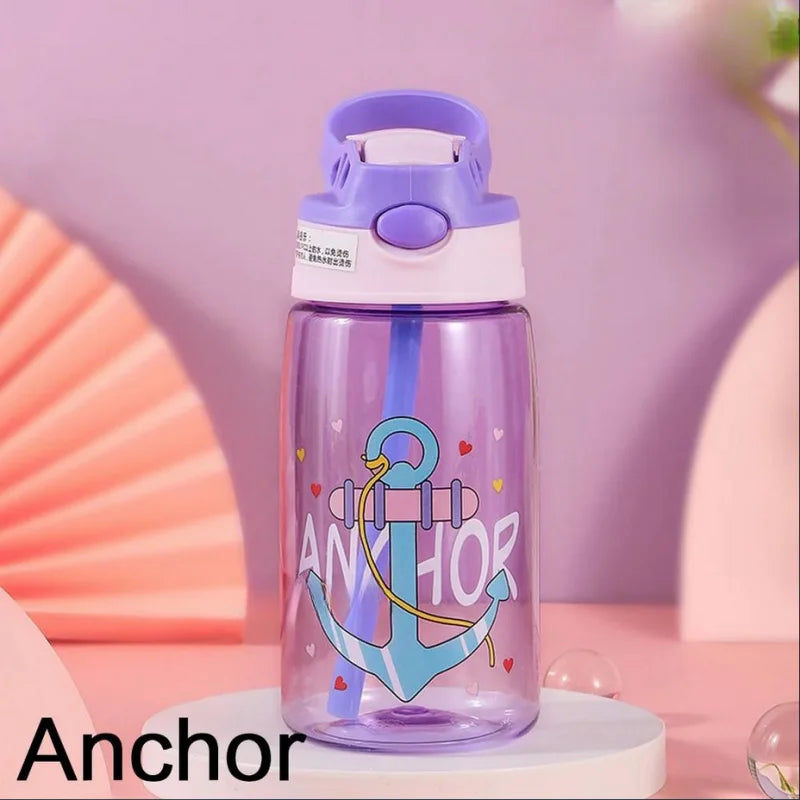 Bouteille d'eau portable avec paille et poignée pour enfants, gobelet pour enfants, 1PC
