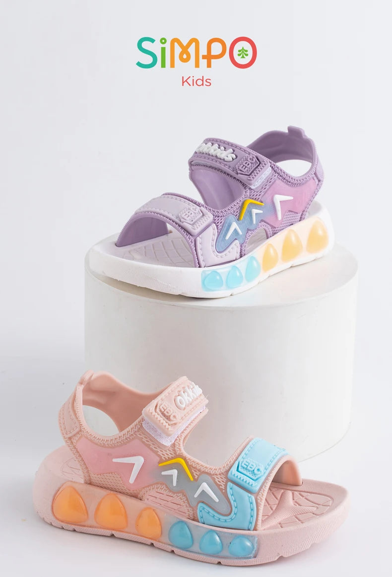 Sandales de Sport pour enfants, chaussures souples respirantes et résistantes à l'usure avec Velcro réglable, chaussures d'extérieur pour garçons et filles, été