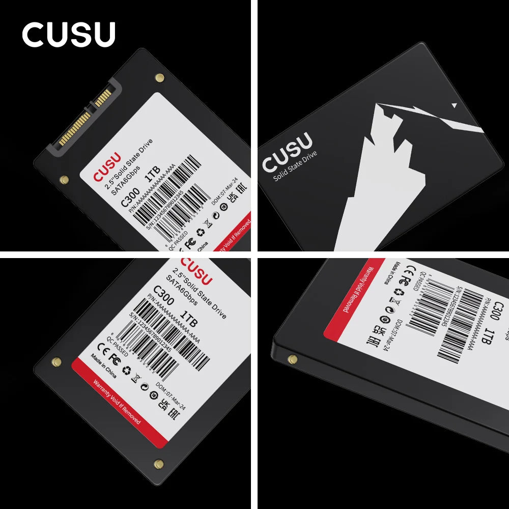 CUSU SSD Hard Drive, SATA 3, 128GB, 256GB, 512GB, 1TB, 2TB capacity, for laptop and desktop