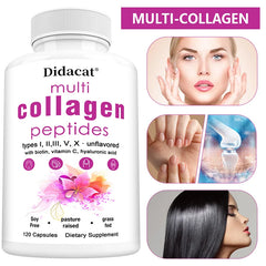 Supplément de peptides multi-colagène – Santé de la peau, des cheveux, des ongles, des os et des articulations, de l'immunité, de l'équilibre radical libre, sans OGM
