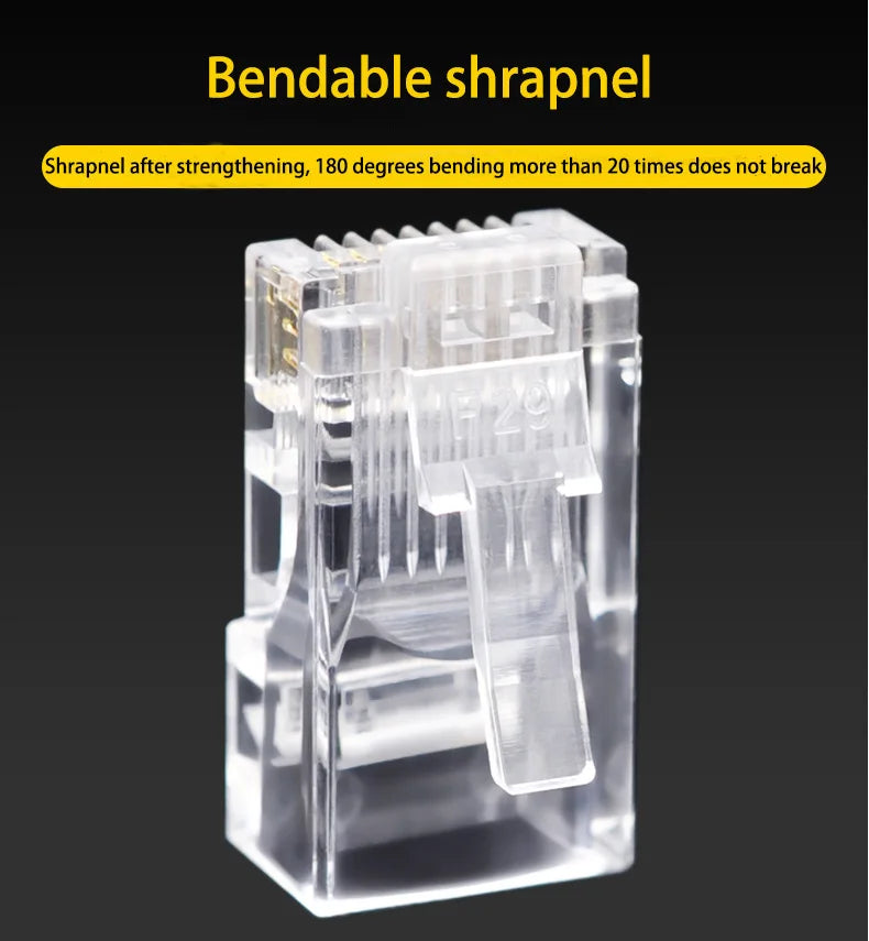 Connecteurs de passage RJ45 CAT6 CAT5e, 100 pièces/lot, extrémité en cristal plaquée or, sertissage 8P8C, prise modulaire de réseau Ethernet Standard UTP