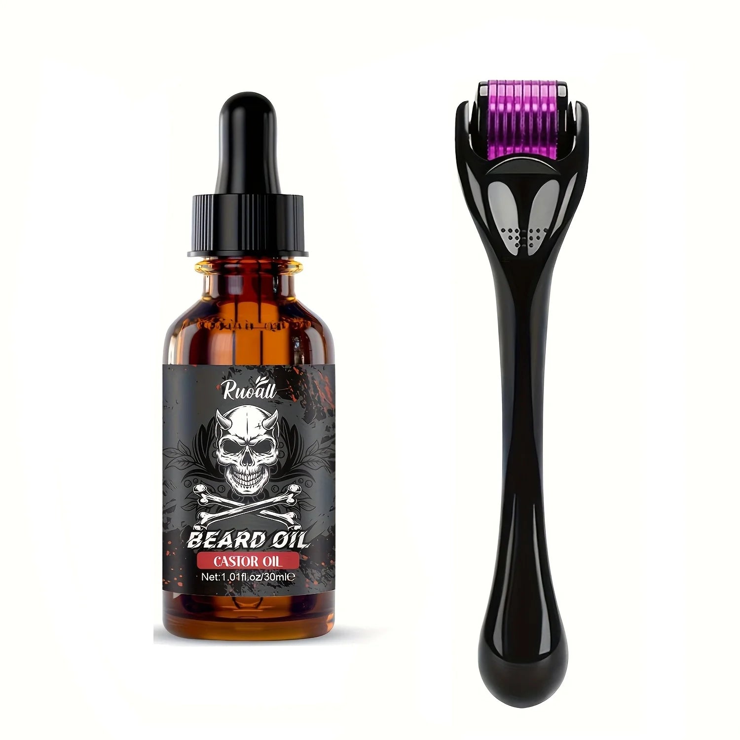 Huile essentielle de barbe riche en huile de ricin, croissance de la barbe et toilettage adoucir nourrir soin de la barbe rouleau longueur d'aiguille inférieure à 0,25 mm