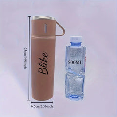 Bouteille Thermos personnalisée avec texte gravé au Laser, 500ml/17oz, avec isolation d'oreille de levage, bouteille d'eau à couvercle élastique en acier inoxydable