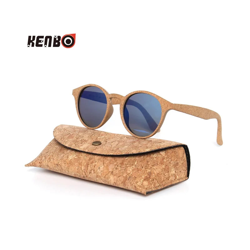 Kenbo haute qualité ronde bois bambou Grain lunettes de soleil polarisées avec étui mode femmes homme nuances lunettes de soleil en bois