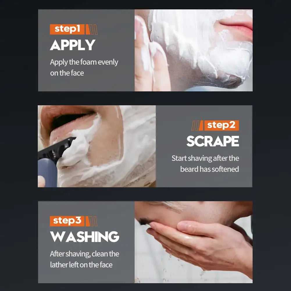 SADOER Mousse à raser pour hommes Mousse à raser pour barbe douce pour homme rafraîchissant hydratant adoucir les racines fibromes non irritantes