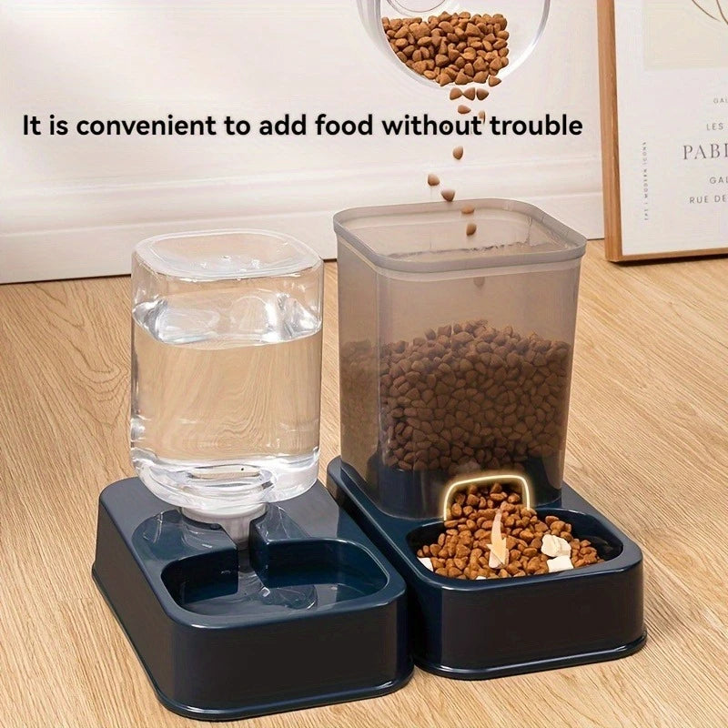 Automatic cat and dog feeder with water dispenser, pet bowl and drinker, intelligent portion control for cats and dogs, battery-free