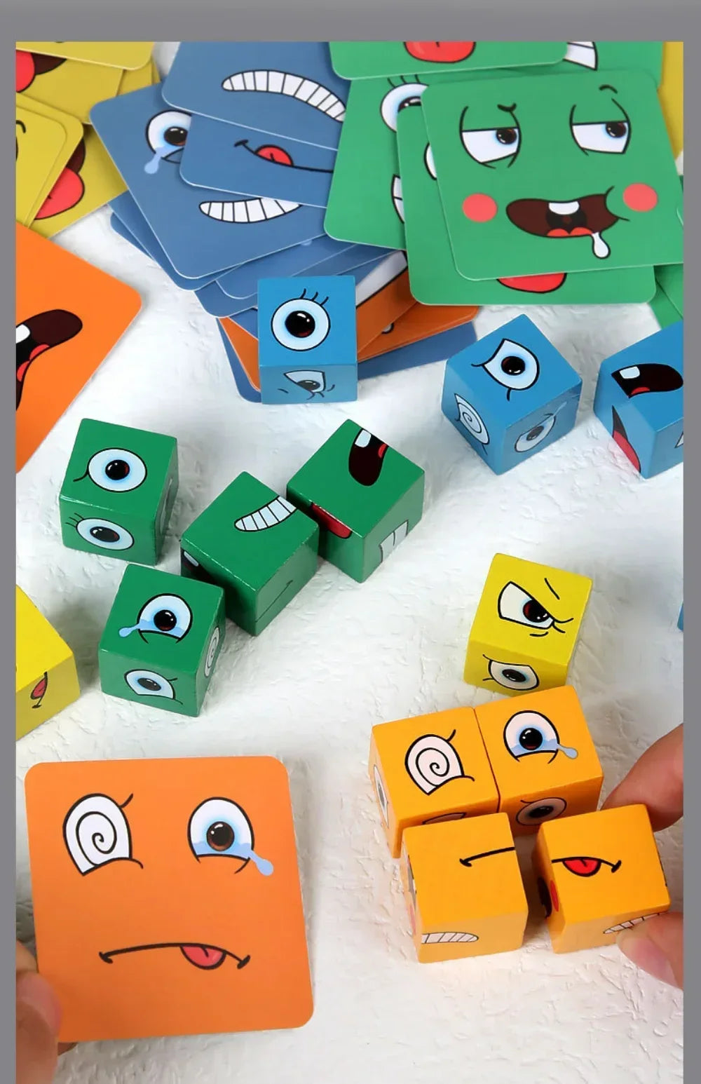 Cube visage changeant bois Puzzle blocs de construction jeu de société Montessori Expression blocs en bois Blocs pour enfants enfants jouets cadeau