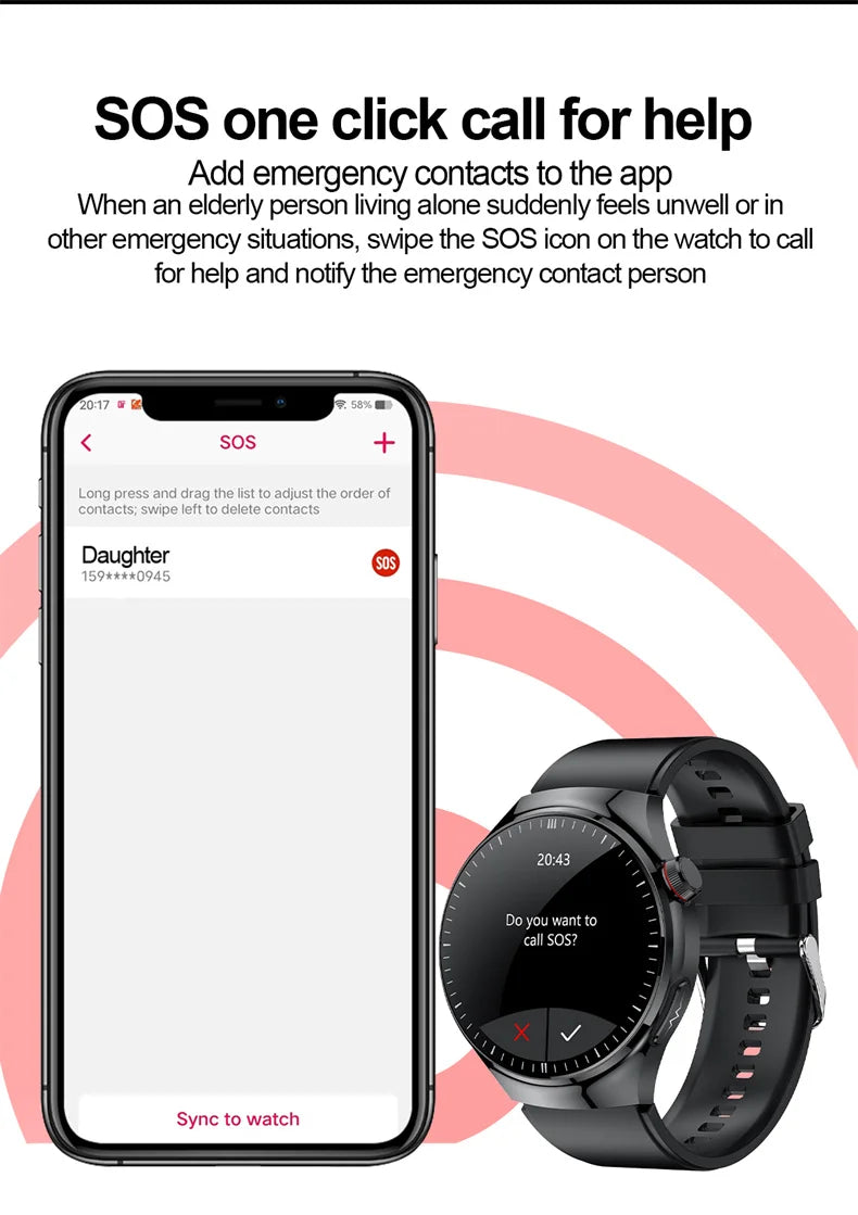 Nouvelle surveillance de la santé montre intelligente examen physique santé Wacth pression artérielle ECG + PPG Sport appel Smartwatch pour Android iOS