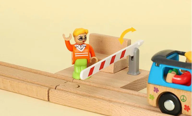 Jouets pour tout-petits, Train en bois, accessoires de voie ferrée, Barricade, scène de piste de plate-forme, jouets Puzzle pour garçons et filles