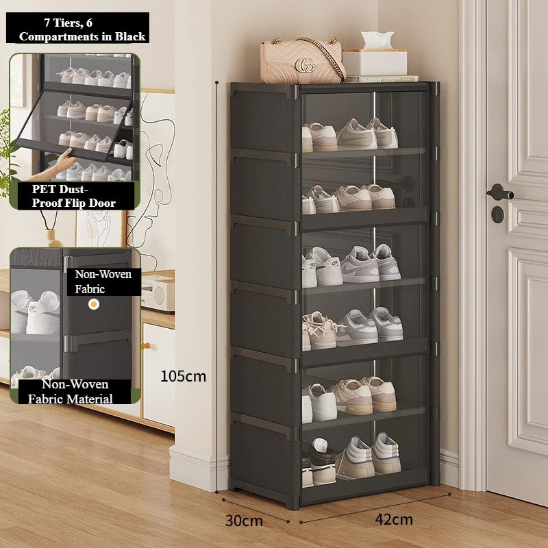 Étagère à chaussures-armoire de rangement à chaussures organisateur de chaussures Vertical pour placard entrée coin chambre-épilable bricolage étagère à chaussures étroite