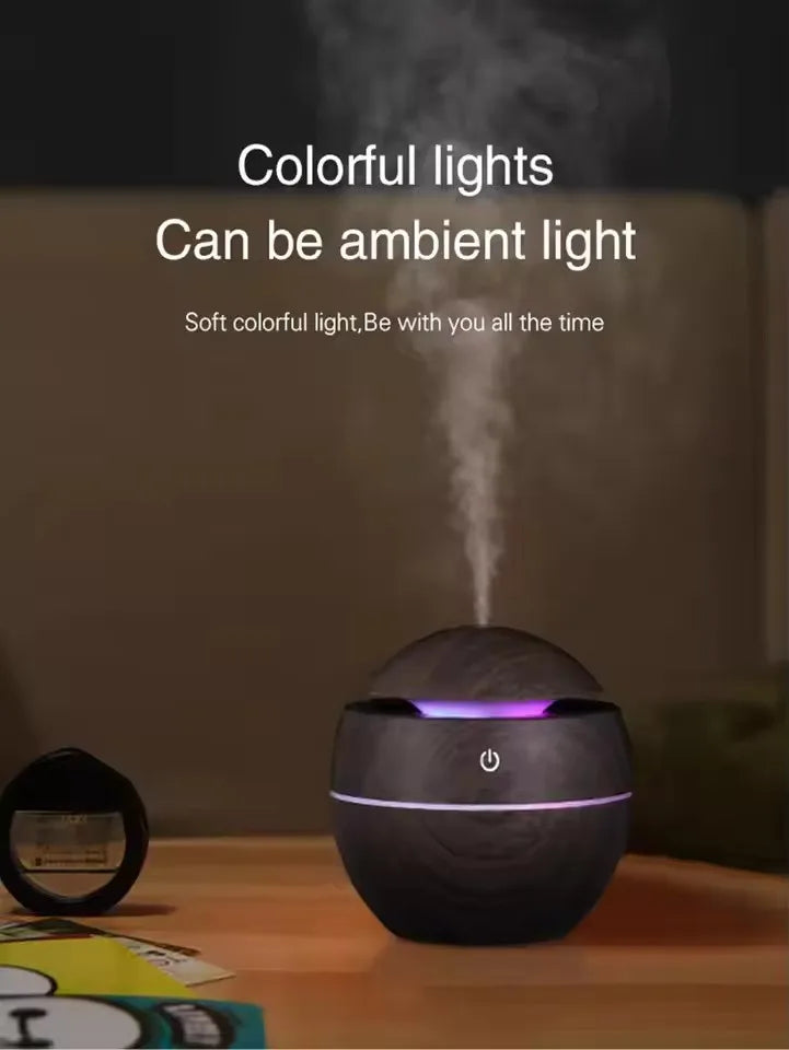 Humidificateur d'air ultrasonique USB, diffuseur d'arôme, Grain de bois, veilleuse LED, diffuseur d'huile essentielle électrique, aromathérapie pour la maison, 130ML