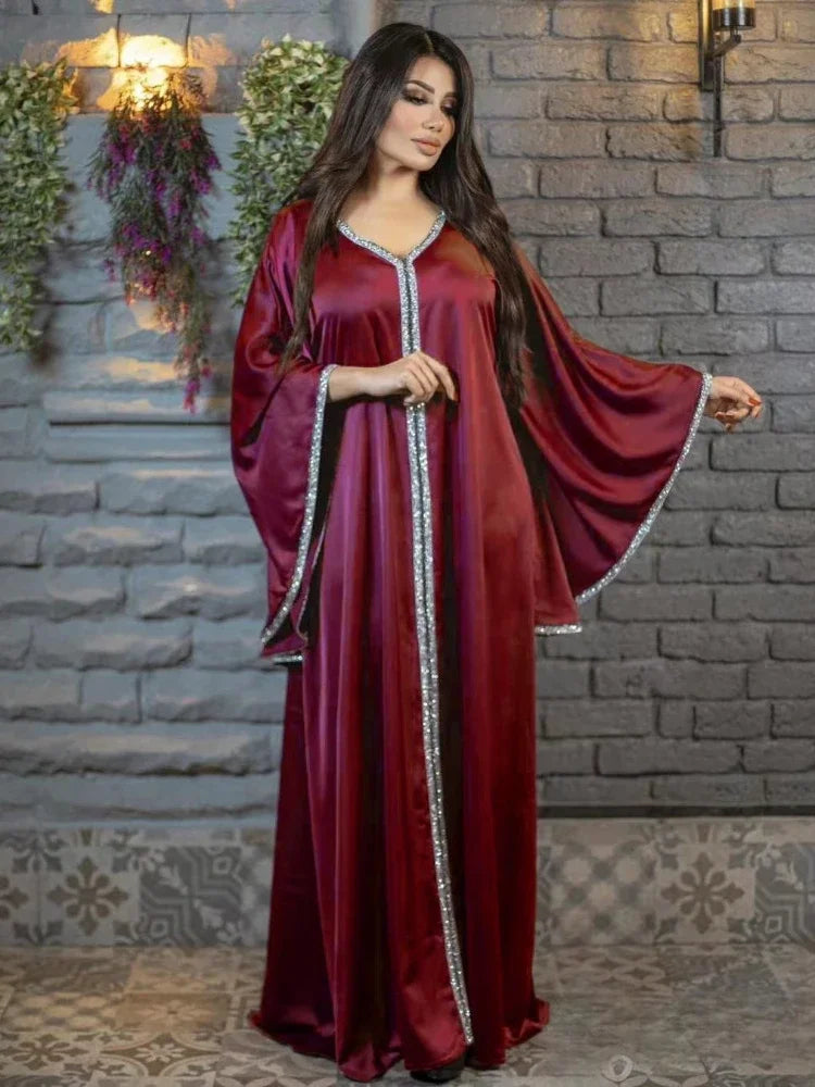 Jalabiya-Robe musulmane élégante pour femmes, caftan moyen, ceinture, Eid, Dubaï, Abaya islamique, Turquie, robes de soirée, Ramadan Abayas