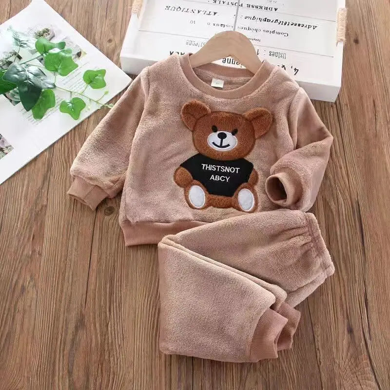 Pyjama chaud en forme de sourire pour garçon et fille, vêtement de nuit pour enfant de 1 à 4 ans, couleur unie, automne et hiver