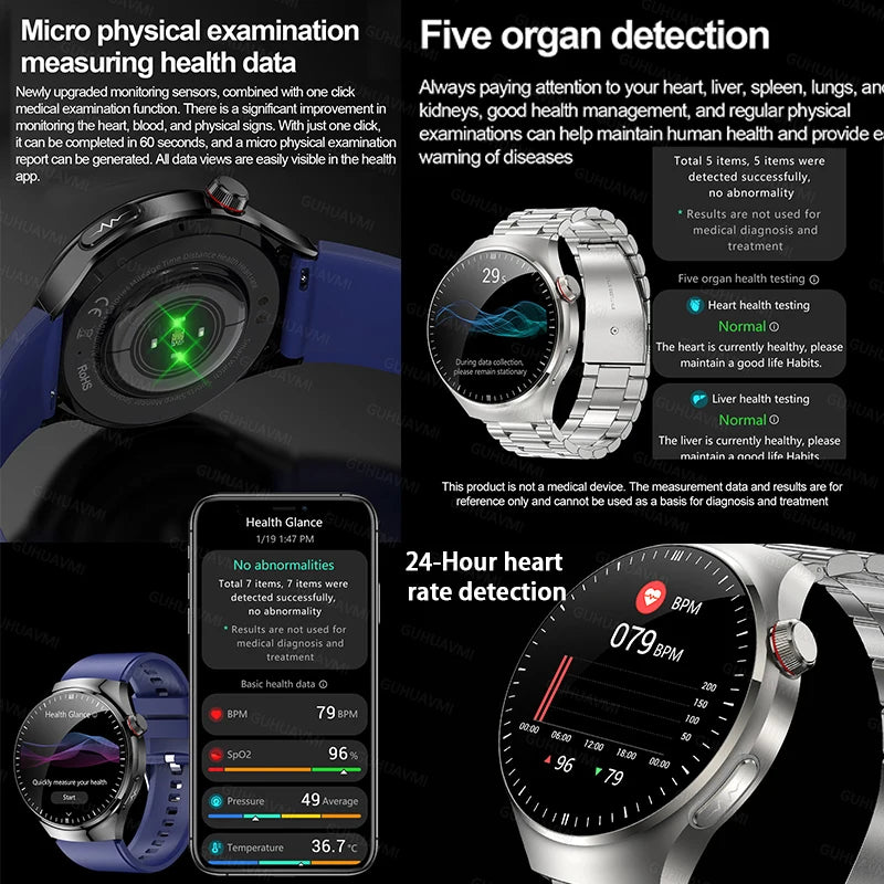 Nouvelle surveillance de la santé montre intelligente examen physique santé Wacth pression artérielle ECG + PPG Sport appel Smartwatch pour Android iOS