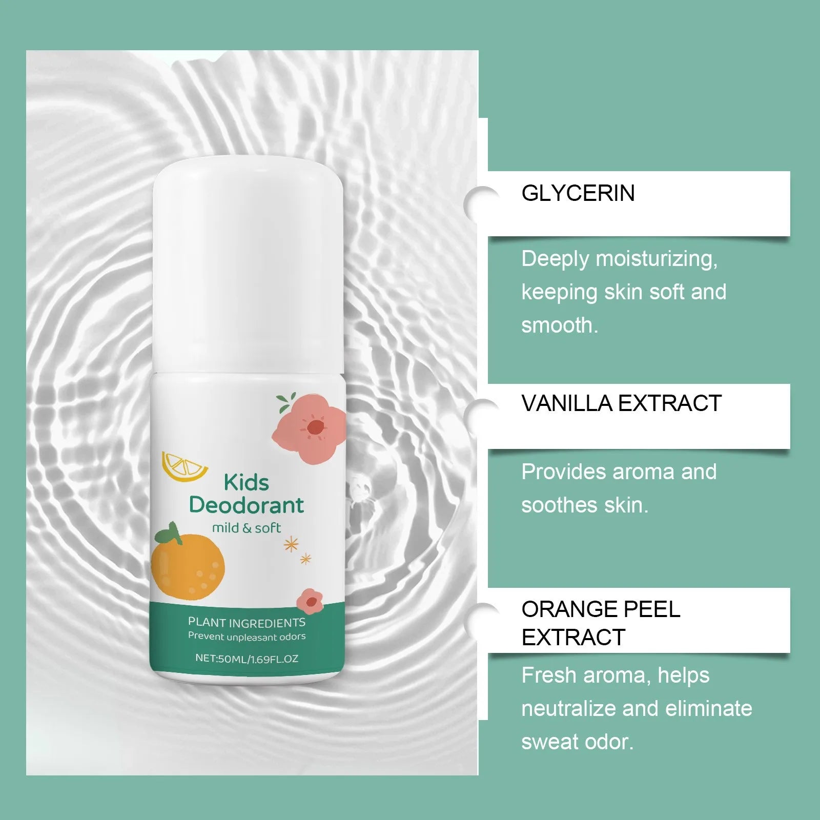Dépistolet ant naturel sans paraben pour enfants et adolescents, dépistolet ant en rafale, sans aluminium, frais, 50ml