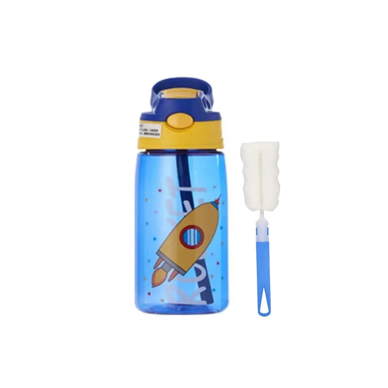 Bouteilles d'eau pour enfants de 480Ml, gobelets d'alimentation créatifs de dessin animé avec pailles et couvercles, anti-déversement, portables pour tout-petits