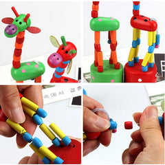 Jouets éducatifs Montessori en bois pour enfants, exercice d'apprentissage précoce, doigts de bébé, matériaux flexibles, jouet girafe, cadeaux