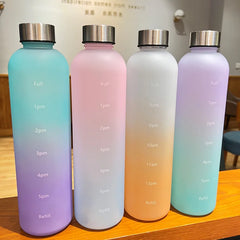 Nouveau 1L bouteille d'eau avec timbre de temps sans BPA réutilisable Fitness Sports voyage en plein air étanche tasse d'eau bouilloire givrée