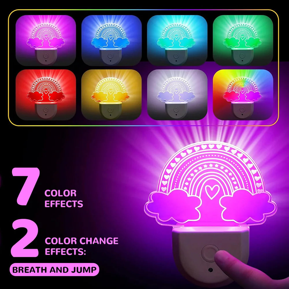 Veilleuses à brancher dans le mur, veilleuse à couleur changeante pour enfants, veilleuse LED RGB avec capteur du crépuscule à l'aube pour chambre d'enfants