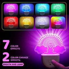 Veilleuses à brancher dans le mur, veilleuse à couleur changeante pour enfants, veilleuse LED RGB avec capteur du crépuscule à l'aube pour chambre d'enfants