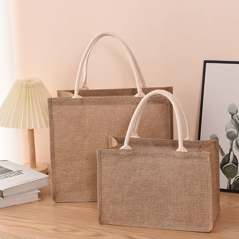 Sac à main en jute de coton peint à la main, sac en chanvre, sac en lin, sac à provisions, sac recouvert de film, sac à main imperméable